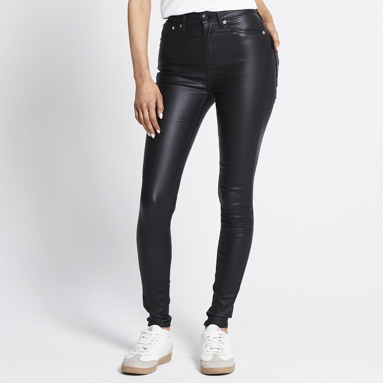 High waist skinny jeans "Snake" Coated Black